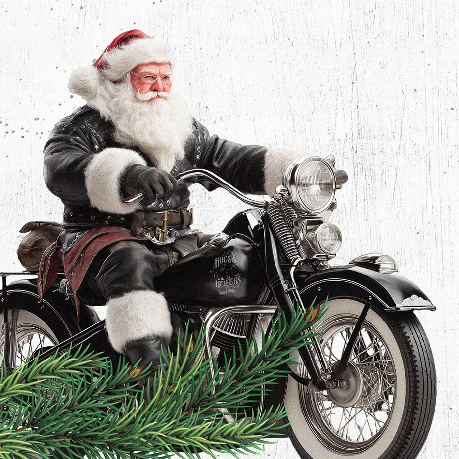 Hogs and Heifers Christmas Biker Santa
